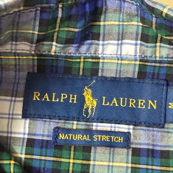 Ralph Lauren Kids Blue and Green Plaid Button Down Shirt - Picture 6 of 7
